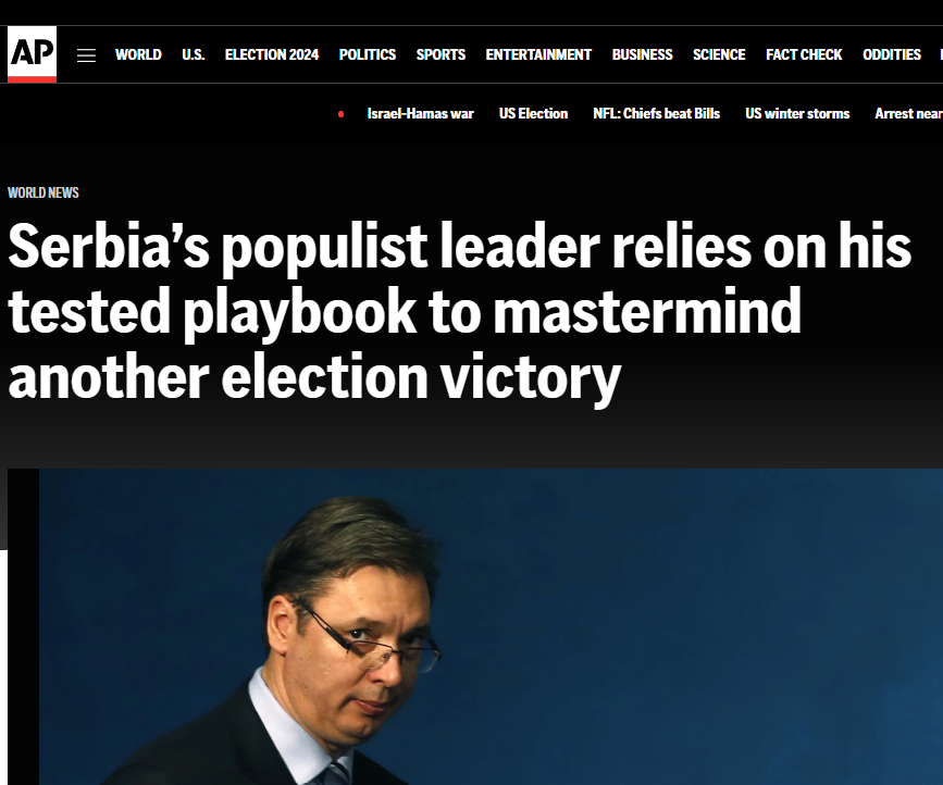 Serbia's populist leader relies on his tested playbook to mastermind another election victory